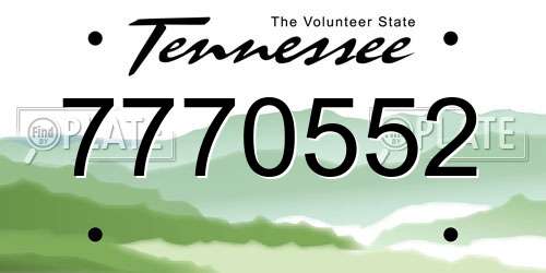 7770552 Tennessee License Plate