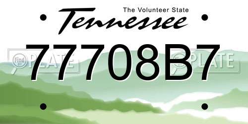 77708B7 Tennessee License Plate