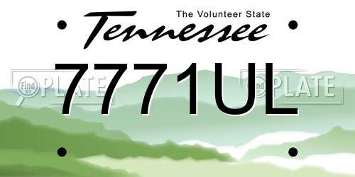 7771UL Tennessee License Plate