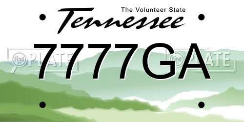 7777GA Tennessee License Plate