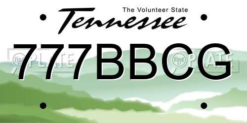 777BBCG Tennessee License Plate