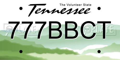777BBCT Tennessee License Plate