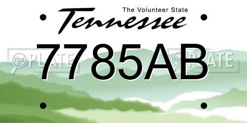 7785AB Tennessee License Plate