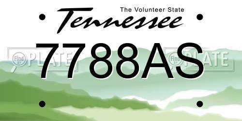 7788AS Tennessee License Plate