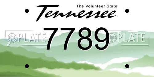 7789 Tennessee License Plate