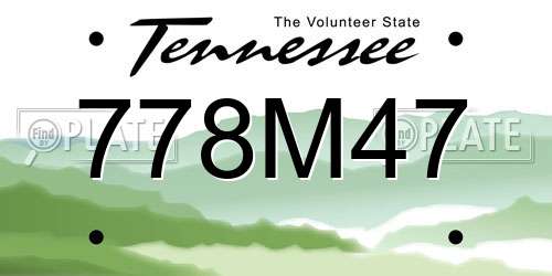 778M47 Tennessee License Plate