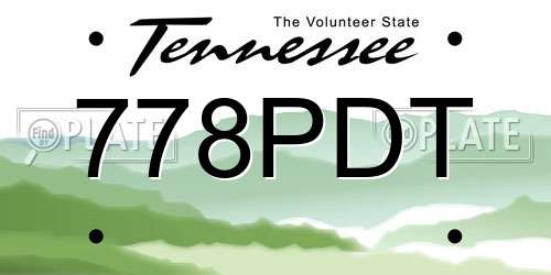 778PDT Tennessee License Plate