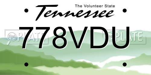 778VDU Tennessee License Plate