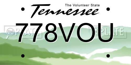 778VOU Tennessee License Plate