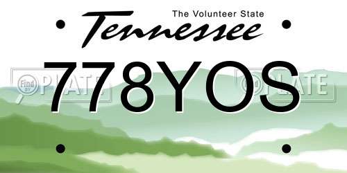 778YOS Tennessee License Plate