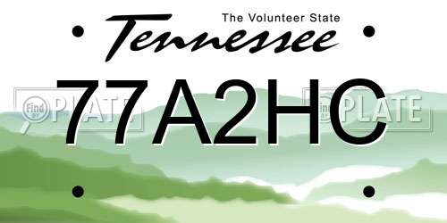 77A2HC Tennessee License Plate