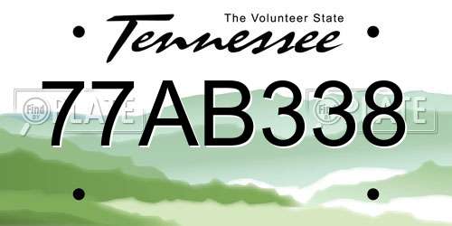 77AB338 Tennessee License Plate