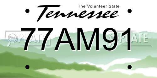 77AM91 Tennessee License Plate