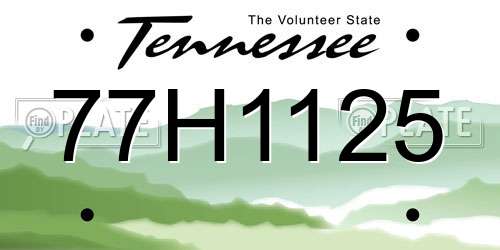 77H1125 Tennessee License Plate