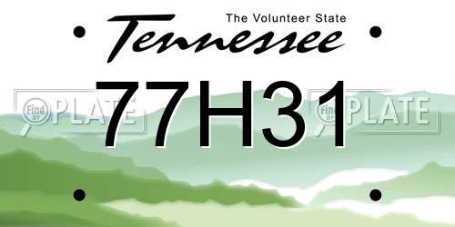 77H31 Tennessee License Plate