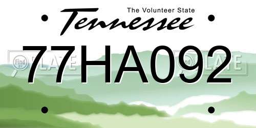 77HA092 Tennessee License Plate