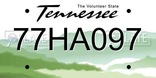 77HA097 Tennessee License Plate