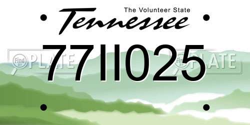 77II025 Tennessee License Plate