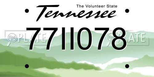 77II078 Tennessee License Plate