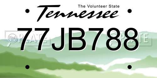 77JB788 Tennessee License Plate