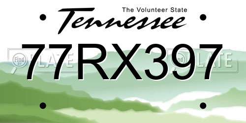 77RX397 Tennessee License Plate