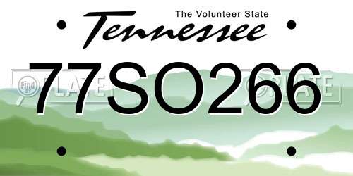 77SO266 Tennessee License Plate