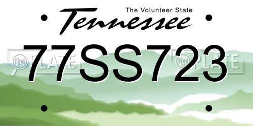 77SS723 Tennessee License Plate