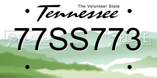 77SS773 Tennessee License Plate