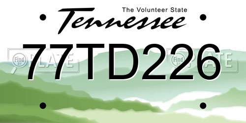 77TD226 Tennessee License Plate