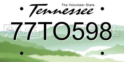 77TO598 Tennessee License Plate