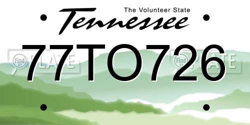 77TO726 Tennessee License Plate