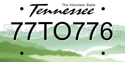 77TO776 Tennessee License Plate