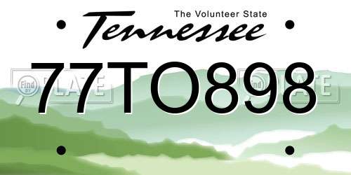 77TO898 Tennessee License Plate