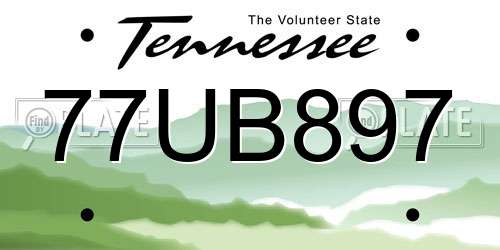 77UB897 Tennessee License Plate