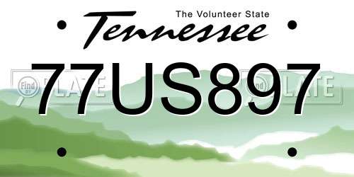 77US897 Tennessee License Plate