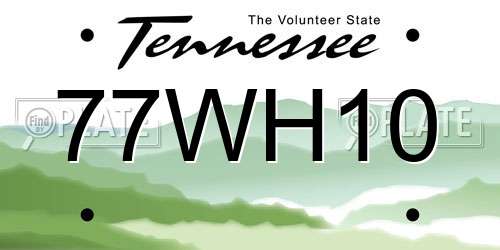 77WH10 Tennessee License Plate
