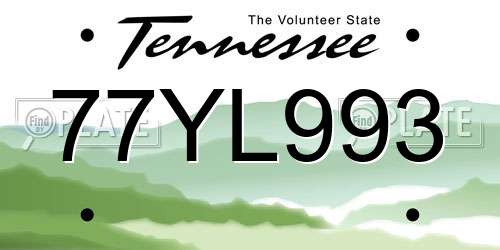 77YL993 Tennessee License Plate