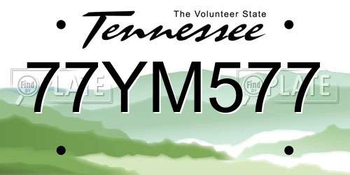 77YM577 Tennessee License Plate