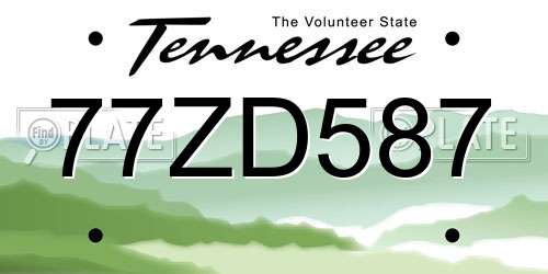 77ZD587 Tennessee License Plate