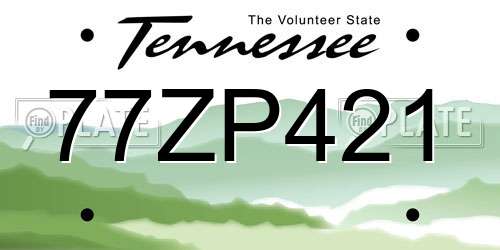 77ZP421 Tennessee License Plate