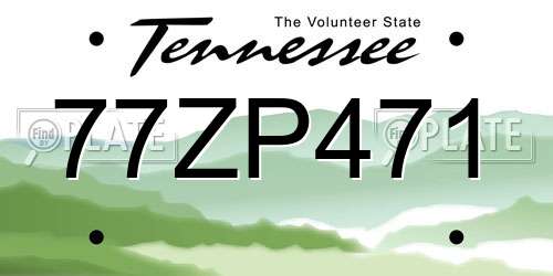 77ZP471 Tennessee License Plate