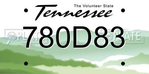 780D83 Tennessee License Plate