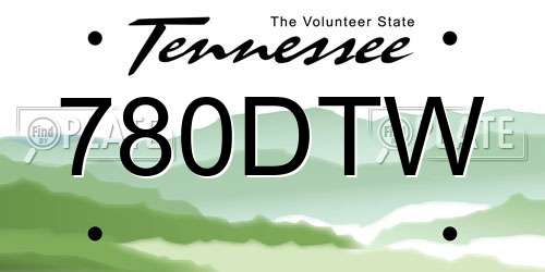 780DTW Tennessee License Plate