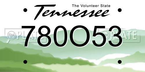 780O53 Tennessee License Plate