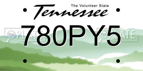 780PY5 Tennessee License Plate