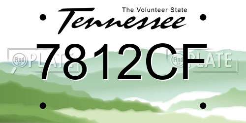 7812CF Tennessee License Plate