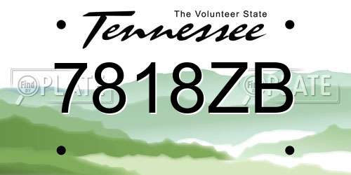 7818ZB Tennessee License Plate