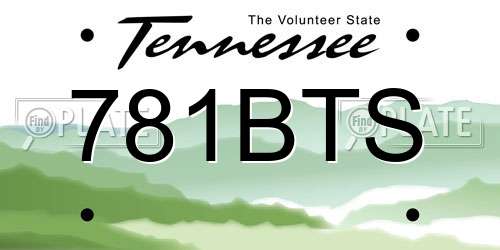 781BTS Tennessee License Plate