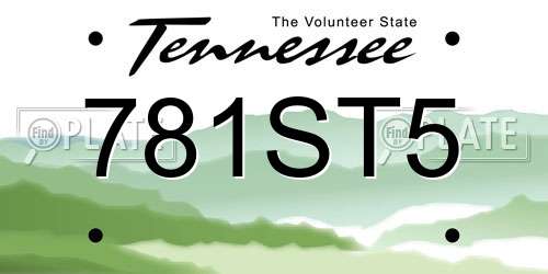 781ST5 Tennessee License Plate