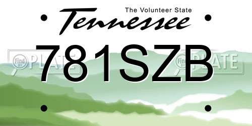 781SZB Tennessee License Plate